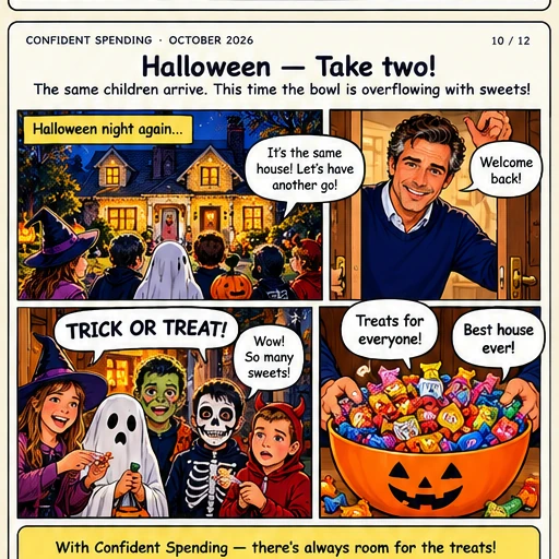 Illustrated Halloween comic strip, page 10